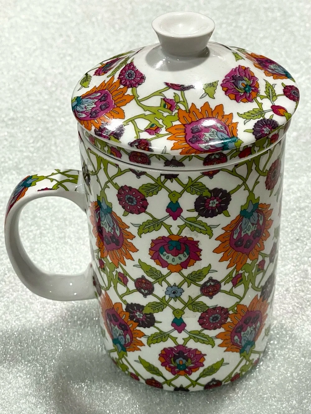 3-pc World Market Teacup, Loose-Leaf Infuser, and Lid 6” Combo | 12 oz. | Boho